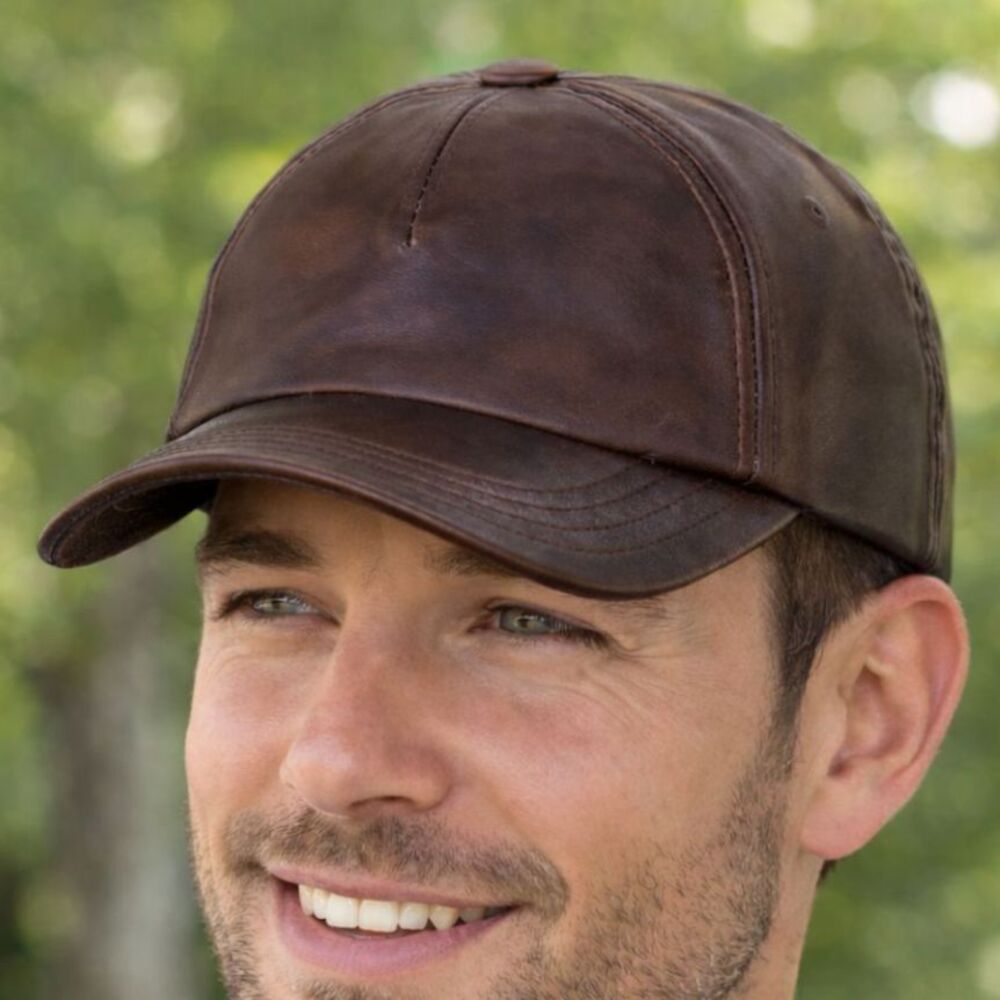 Kangol Vintage Brown Leather Strapback Dad Hat Cap Men’s Made in USA - Picture 1 of 9